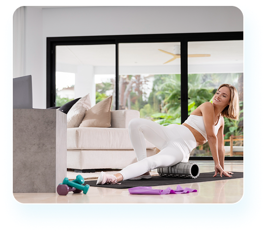 Woman exercising at home